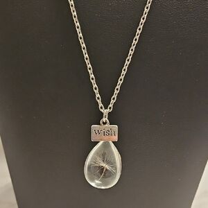Silver 'Wish' Pendant Necklace 20"